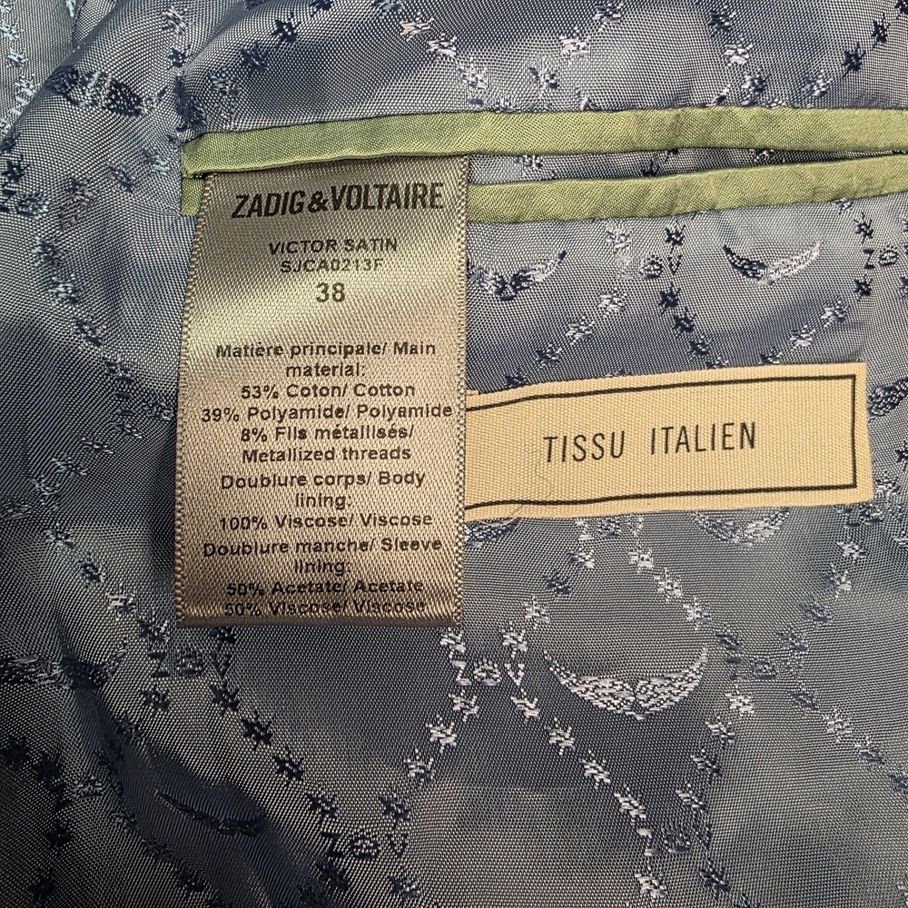 Zadig & Voltaire Women's Green Victor Satin Blazer Suit Jacket Size 38 - Picture 9 of 9